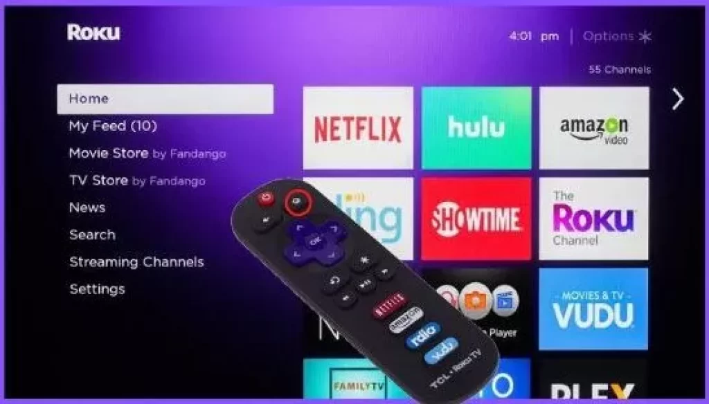 Showing Roku's Home Screen