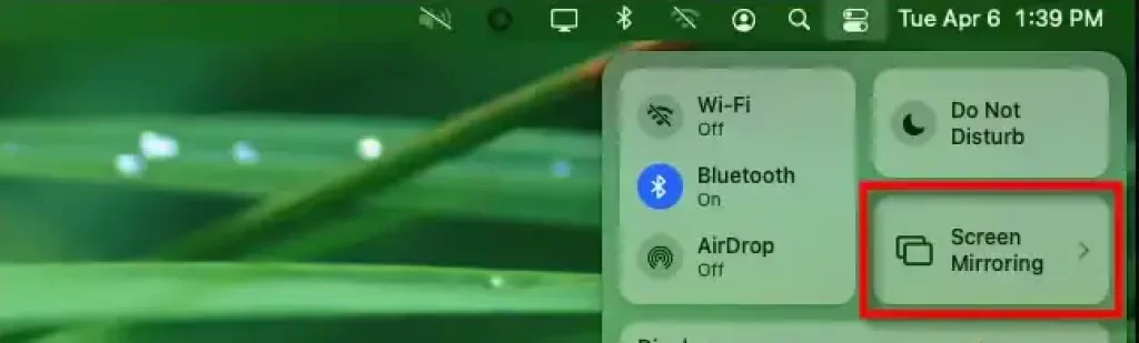 Screen Mirroring option in MacBook