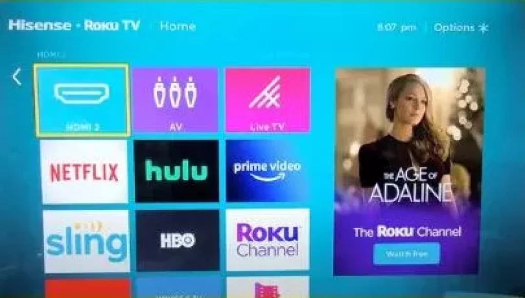 HDMI input option on roku tv screen 