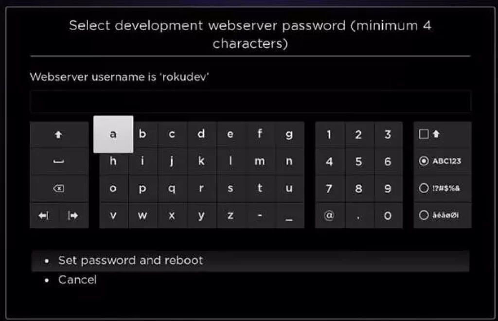 Roku-Developer-Settings-page-for-setting-webserver-password