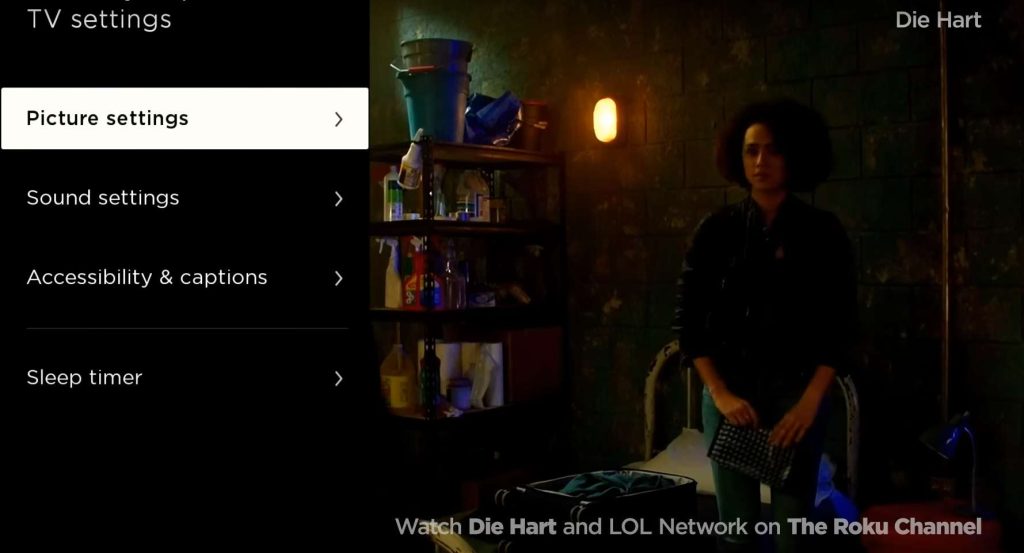 Picture Settings menu option on roku tv 