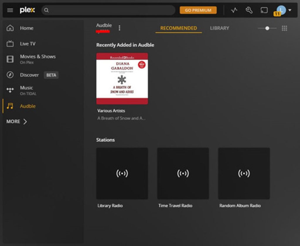 Plex PC server dashboard