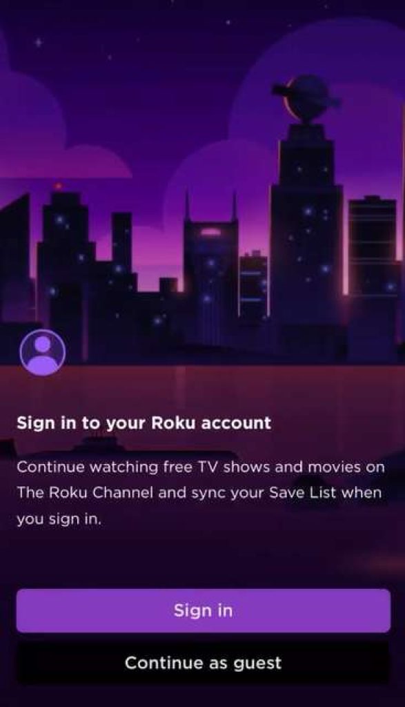 sign in option on roku app 