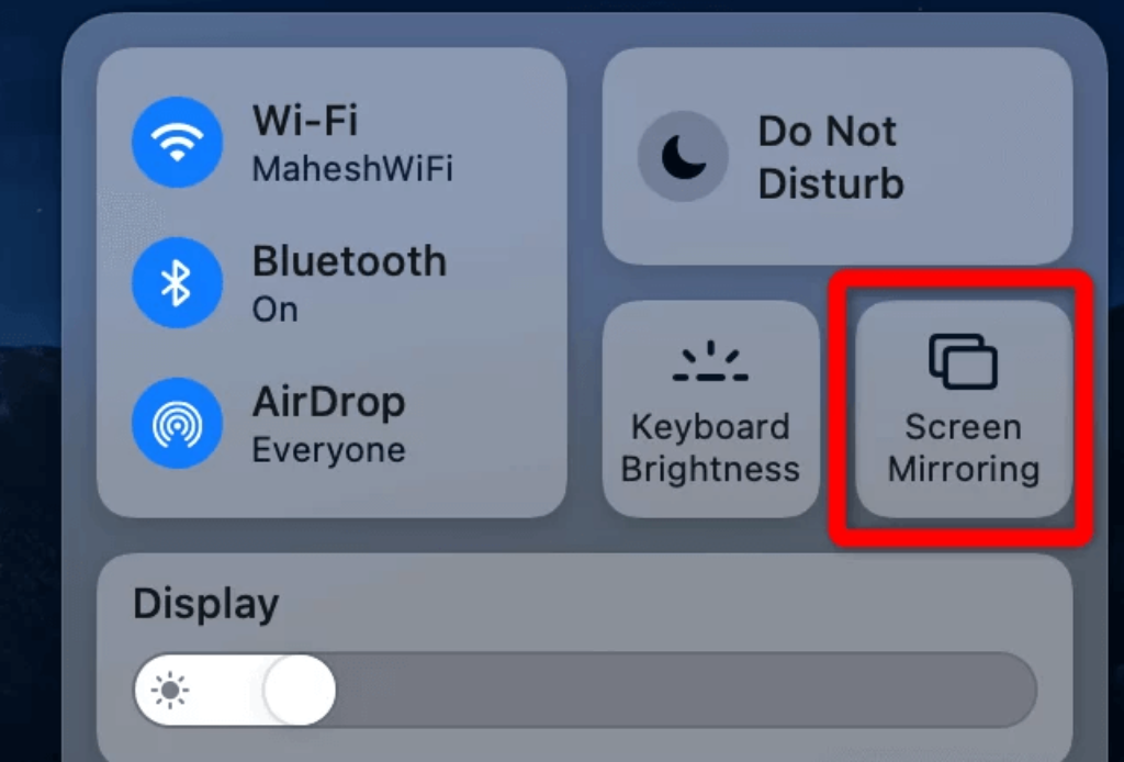 Screen Mirroring Options in Mac