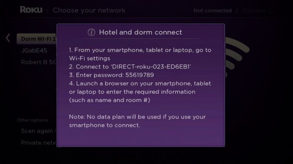 roku dorm Authentication prompt 